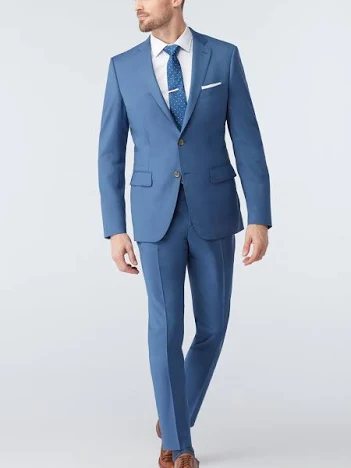 Formal suit example — steel blue tailored suit