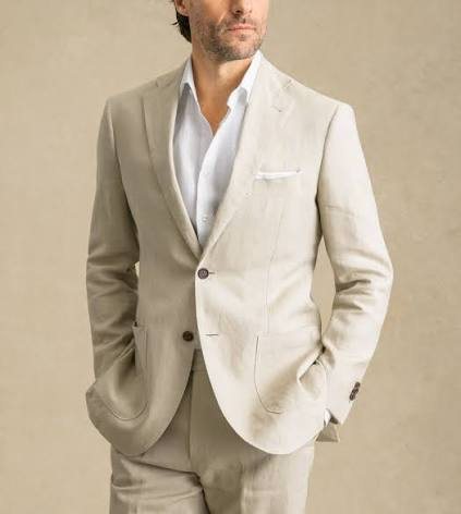 Formal suit example — warm linen suit