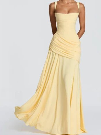 Formal gown example — soft yellow floor-length dress